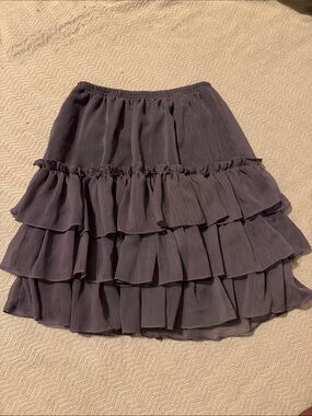 Tiered Ruffle Midi Skirt in Lavender Gray